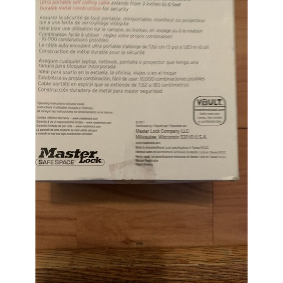 Master Lock Safe Space Computer Laptop PC Combination Steel Cable Chain - Picture 7 of 7